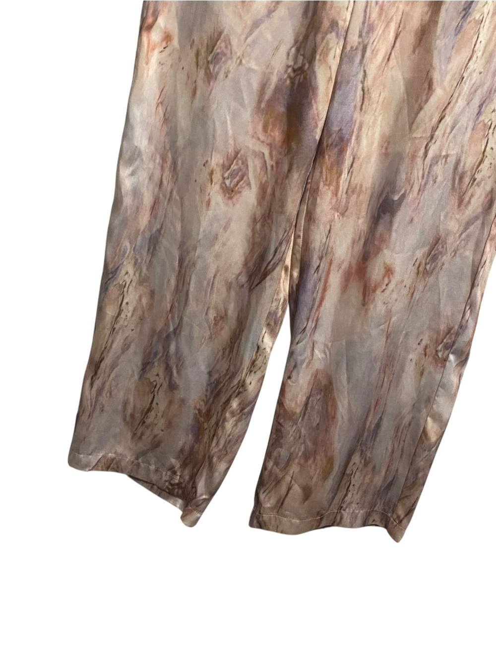 Micas High Rise Wide Leg Loose Fit Marble Watercolor Satin Pants Size Large - Picture 3 of 7